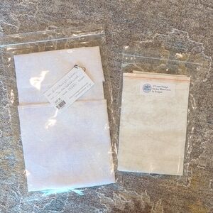 Lot of 2 Cross Stitch Linen Remnants 32 And 36 Count Beige/White